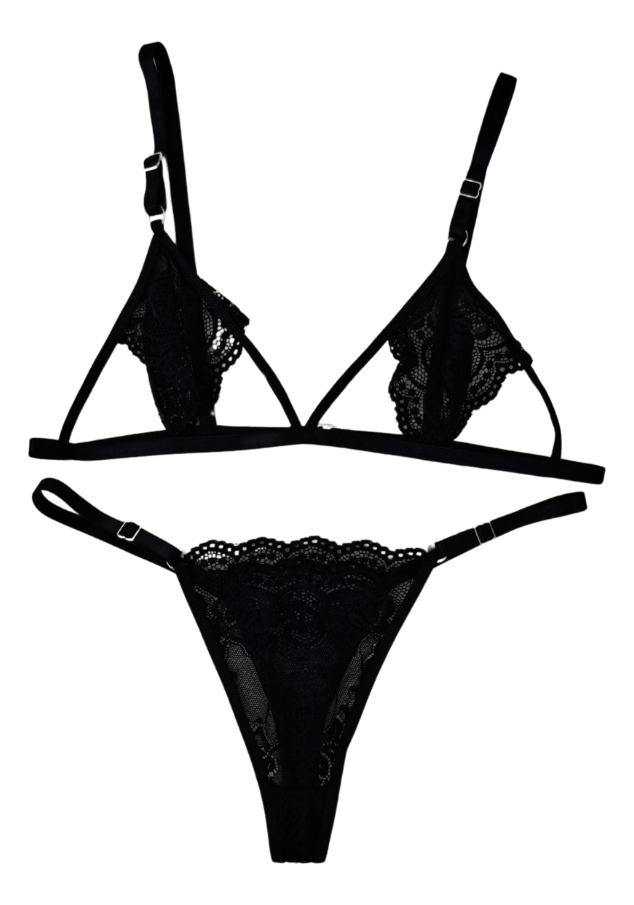 Conjunto Lencería Pragga Mirras Encaje 2 Piezas Mujer - Negro