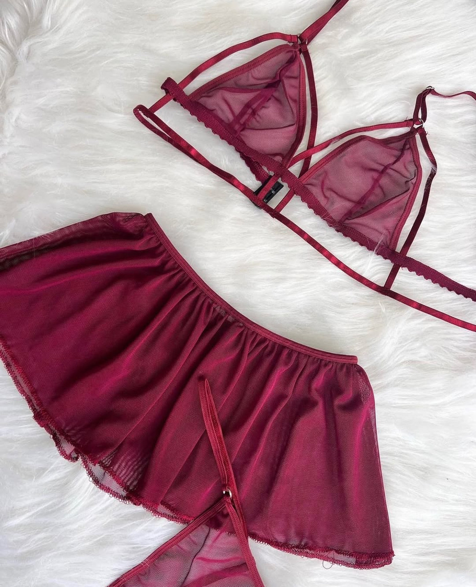 Conjunto 3 Piezas Sexy Lenceria Intima Tull Dobles Tiras - Image 15