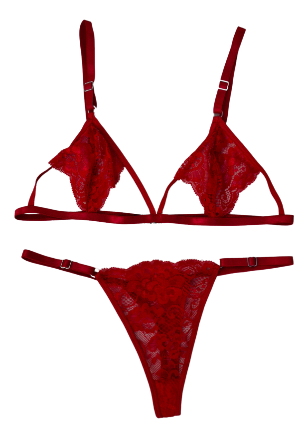 Conjunto Lencería Pragga Mirras Encaje 2 Piezas Mujer - Rojo