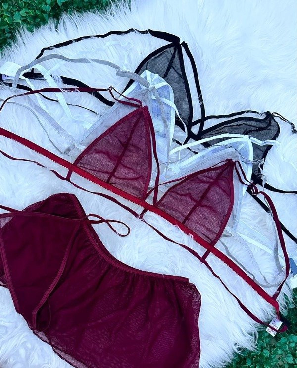 Conjunto 3 Piezas Sexy Lenceria Intima Tull Dobles Tiras - Image 11