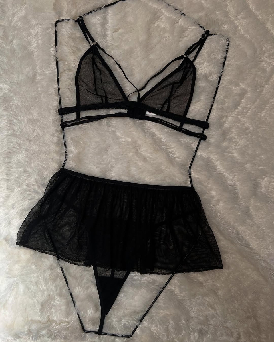 Conjunto 3 Piezas Sexy Lenceria Intima Tull Dobles Tiras - Image 10