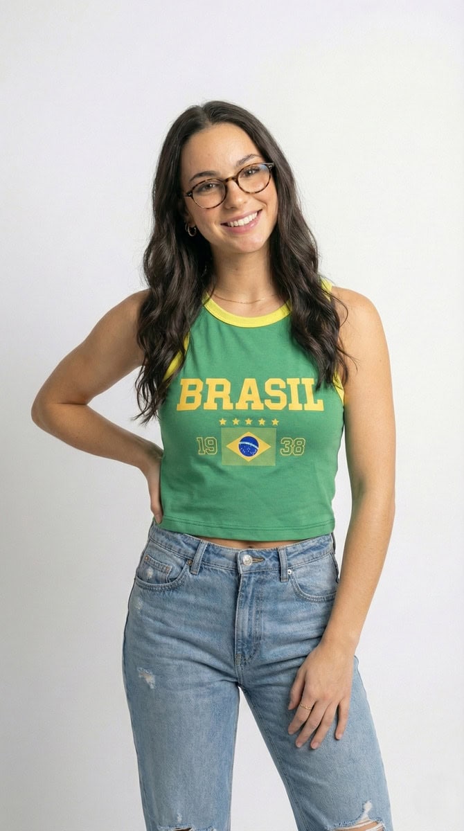 Musculosa Baby Tee Brasil - Verde