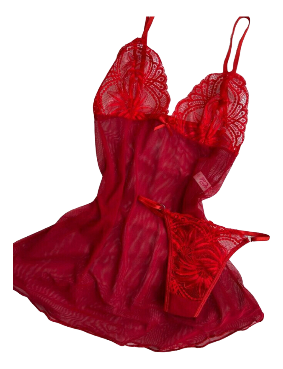 Babydoll Camisolin Yamena Tull Encaje Mujer Tanga - Image 10